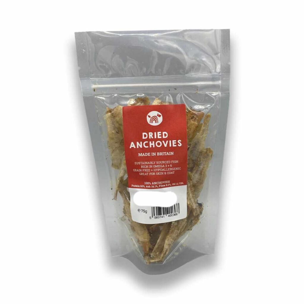 Dried Anchovies Dog Treat Greens of Mendip Wells Somerset