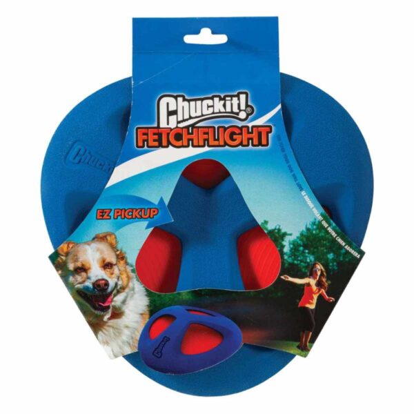 The Chuckit! Fetch Flight is a flexible flyer toy that allows for interactive chase and fetch games with your dog.  Made out of easy to clean and long-lasting materials that provides a softer grip for your dog’s mouth. The toy also features a durable inner sail that flexes with each flight to allow for better loft during play.