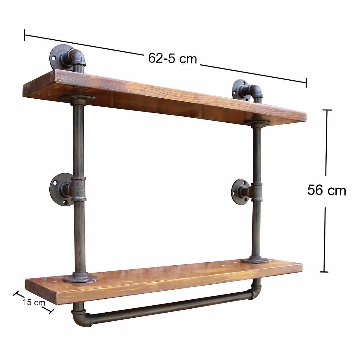 Industrial Pipe Wall Shelf with 2 Shelves 2