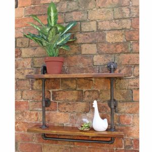 Industrial Pipe Wall Shelf with 2 Shelves