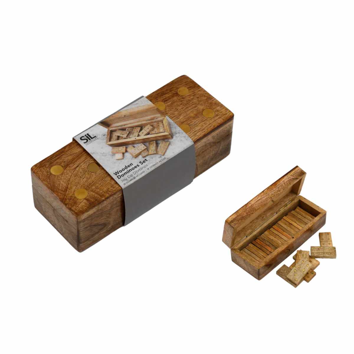 Wood & Brass Domino Set 16cm 2