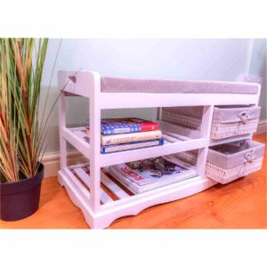 Laxey White Bench With Shoe Rack & Drawers