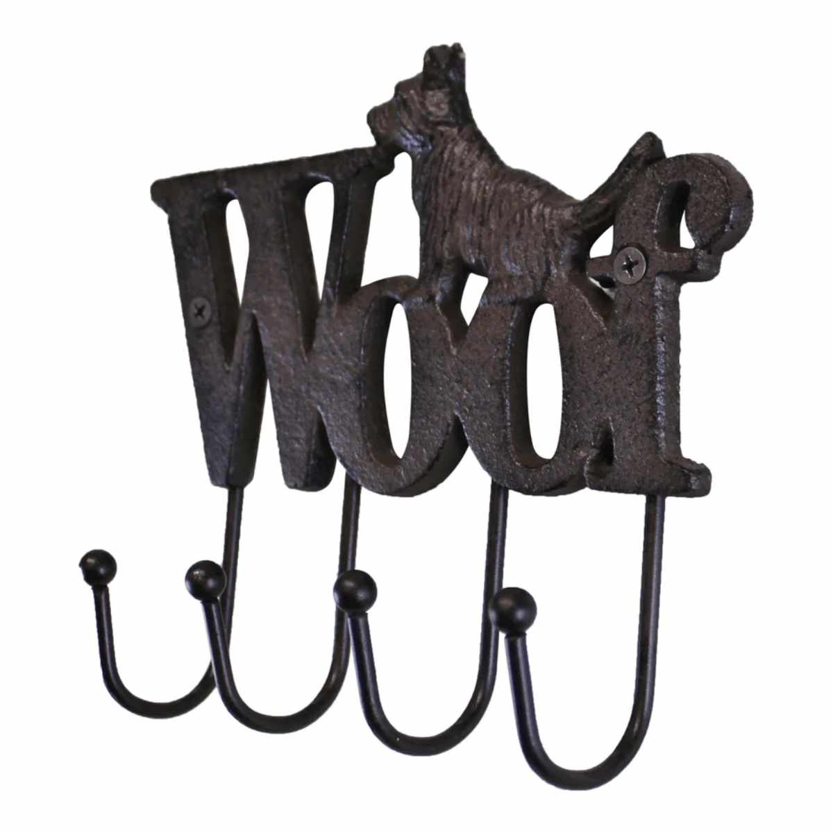 Rustic Cast Iron Wall Hooks, Dog Design With 4 Hooks 3