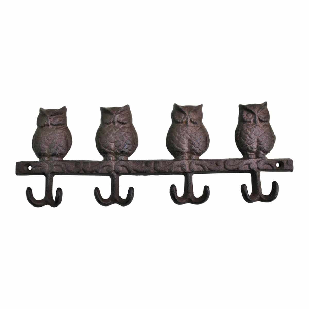 Rustic Cast Iron Wall Hooks, Owls 3